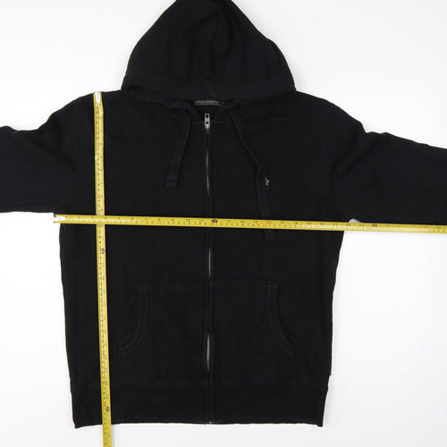French Connection Men Black M Full Zip Hooded Fleece Hoodie