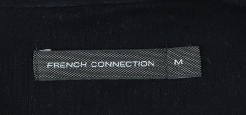 French Connection Men Black M Full Zip Hooded Fleece Hoodie