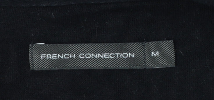 French Connection Men Black M Full Zip Hooded Fleece Hoodie