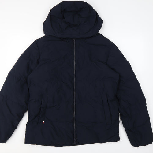 Tommy Hilfiger Men’s Blue M Hooded Down Puffer Jacket Water Resistant