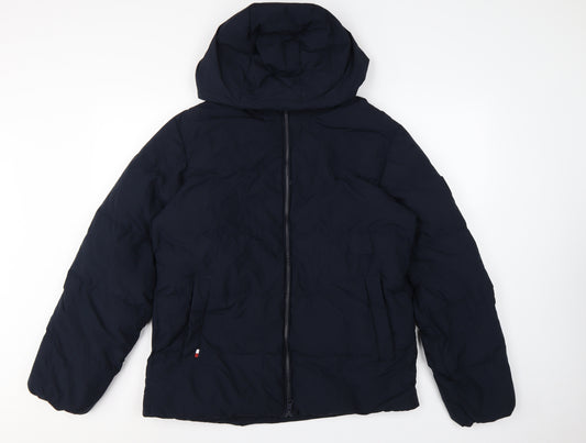 Tommy Hilfiger Men’s Blue M Hooded Down Puffer Jacket Water Resistant