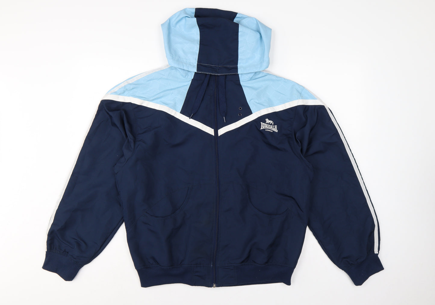 Lonsdale Women Blue UK 18 Hooded Track Jacket Full Zip Colourblock