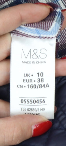 M&S Indigo Women’s Blue UK 10 Quilted Padded Zip Jacket