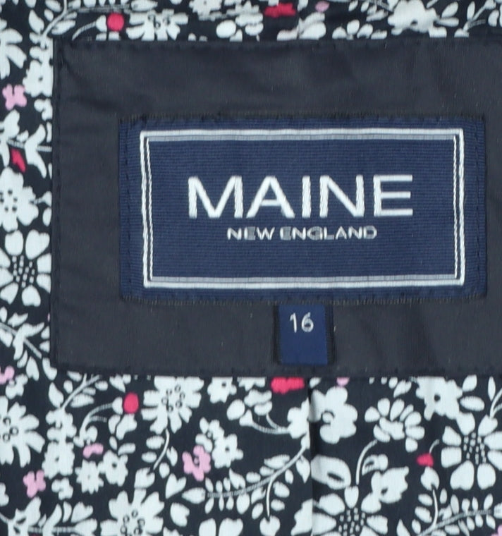 Maine New England Women’s Blue UK 16 Hooded Cotton Parka Coat