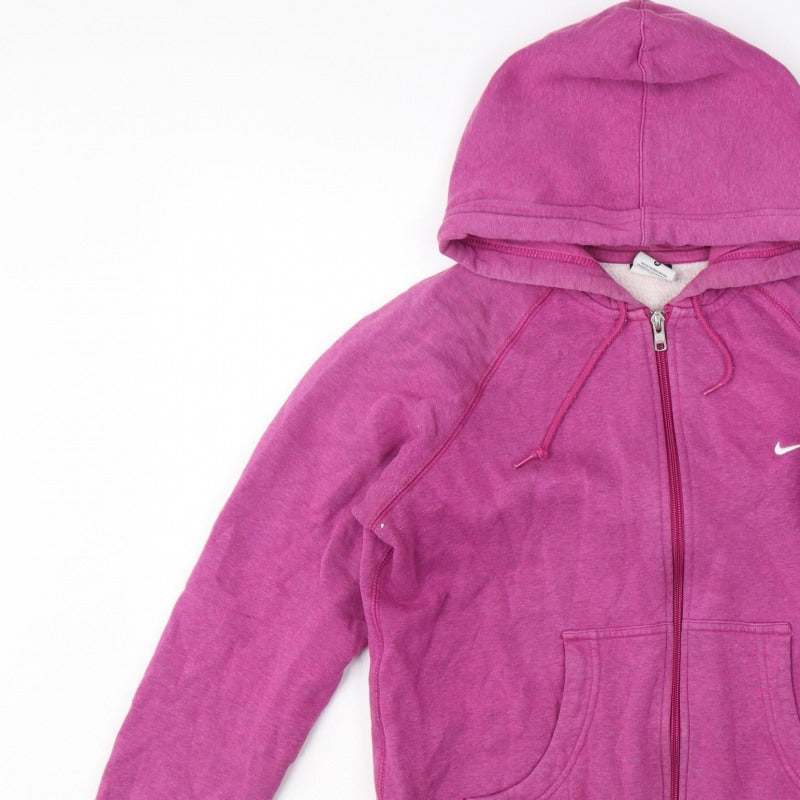 Nike Women Pink M Full Zip Hooded Fleece Hoodie Logo
