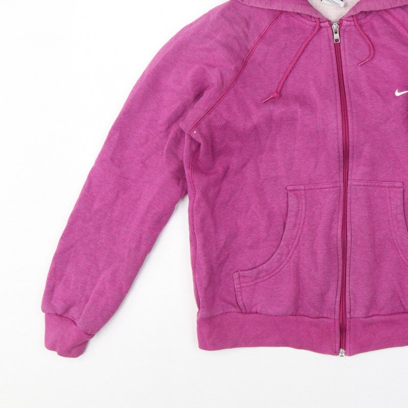Nike Women Pink M Full Zip Hooded Fleece Hoodie Logo