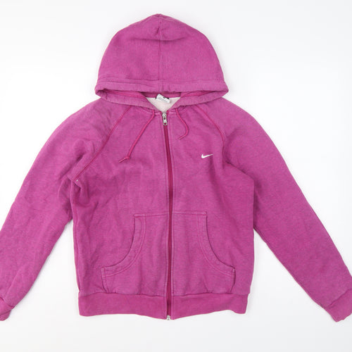 Nike Women Pink M Full Zip Hooded Fleece Hoodie Logo