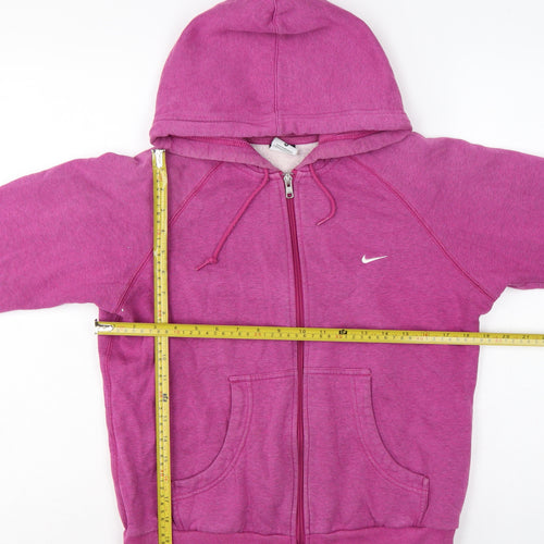 Nike Women Pink M Full Zip Hooded Fleece Hoodie Logo