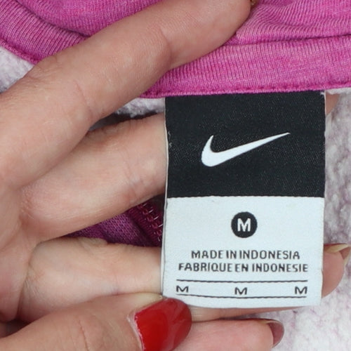 Nike Women Pink M Full Zip Hooded Fleece Hoodie Logo