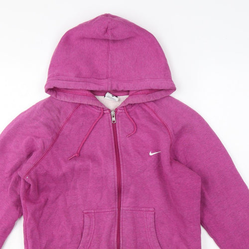 Nike Women Pink M Full Zip Hooded Fleece Hoodie Logo