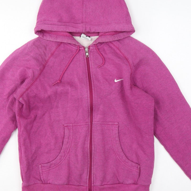 Nike Women Pink M Full Zip Hooded Fleece Hoodie Logo