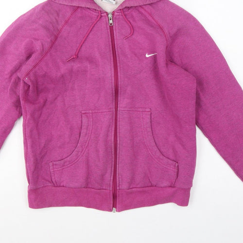 Nike Women Pink M Full Zip Hooded Fleece Hoodie Logo