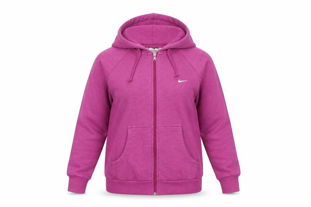 Nike Women Pink M Full Zip Hooded Fleece Hoodie Logo