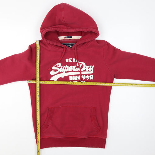 Superdry Women’s Red Logo Pullover Hoodie Size L Cotton Blend