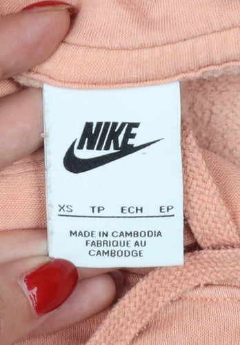 Nike Women Pink XS Pullover Hoodie Logo Kangaroo Pocket Raglan