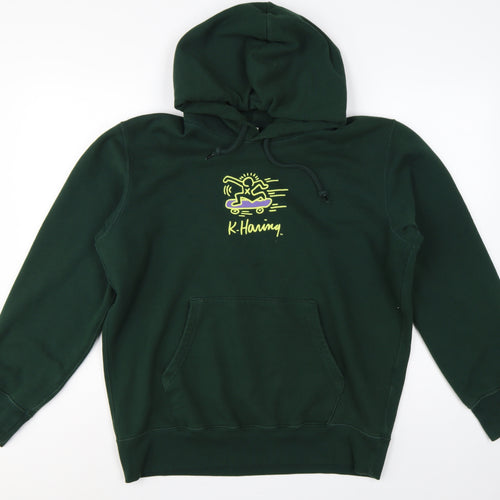 Uniqlo UT Keith Haring Unisex Green L Pullover Hoodie Skateboard Logo
