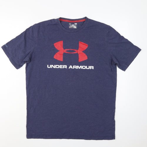 Under Armour Men’s Blue L HeatGear Logo Graphic Sports T-Shirt