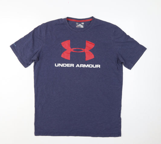 Under Armour Men’s Blue L HeatGear Logo Graphic Sports T-Shirt
