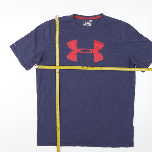 Under Armour Men’s Blue L HeatGear Logo Graphic Sports T-Shirt