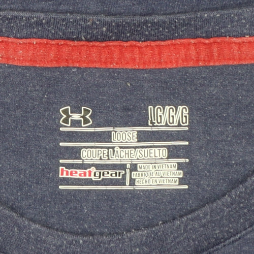 Under Armour Men’s Blue L HeatGear Logo Graphic Sports T-Shirt