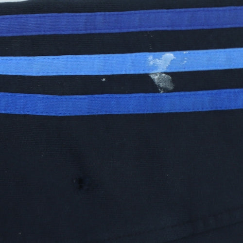 Adidas Men Black L Full Zip Hoodie Blue Striped Logo Sports