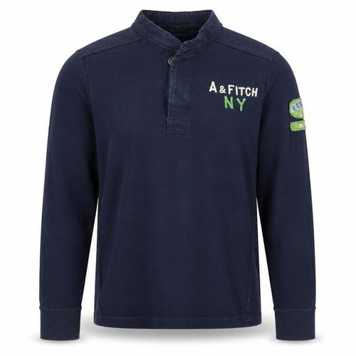 Abercrombie & Fitch Men’s Navy L Muscle Henley Sweatshirt Embroidered Logo
