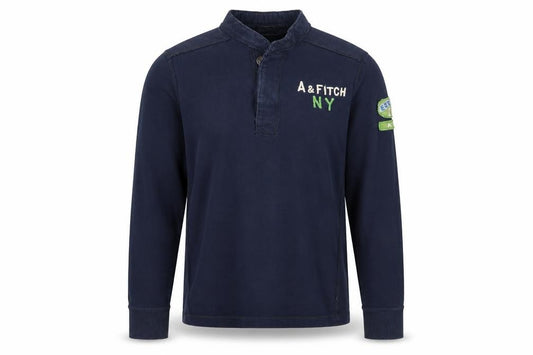 Abercrombie & Fitch Men’s Navy L Muscle Henley Sweatshirt Embroidered Logo