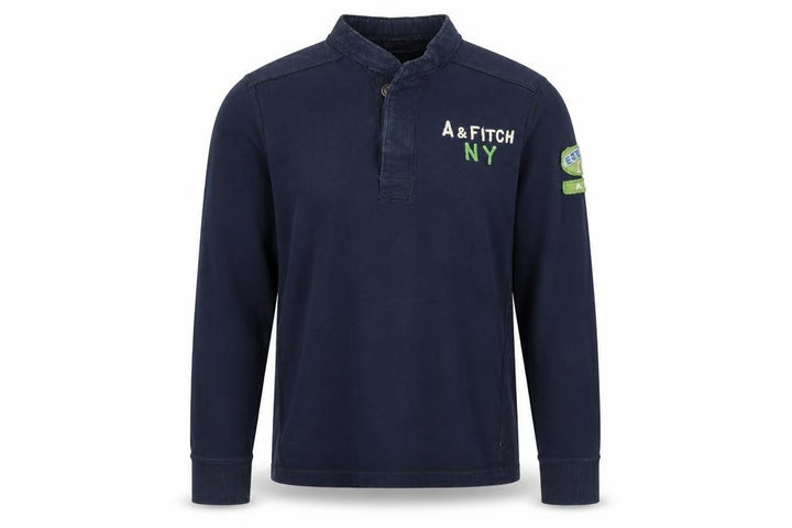 Abercrombie & Fitch Men’s Navy L Muscle Henley Sweatshirt Embroidered Logo