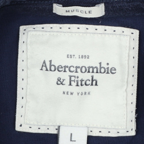 Abercrombie & Fitch Men’s Navy L Muscle Henley Sweatshirt Embroidered Logo