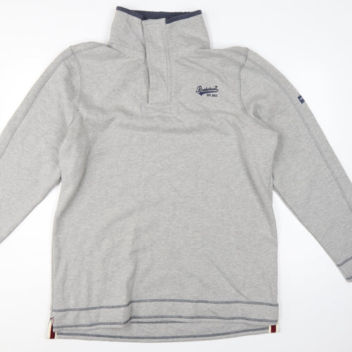 Brakeburn Men’s Grey XL Button Neck Fleece Sweatshirt Embroidered Logo