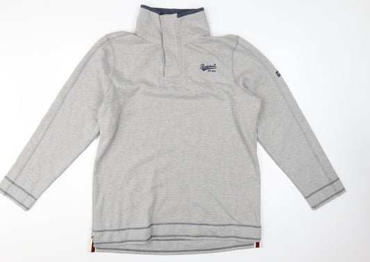 Brakeburn Men’s Grey XL Button Neck Fleece Sweatshirt Embroidered Logo