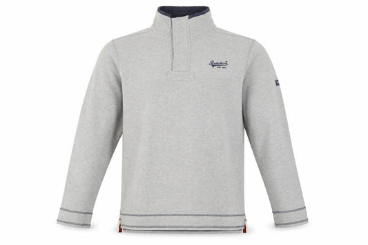 Brakeburn Men’s Grey XL Button Neck Fleece Sweatshirt Embroidered Logo