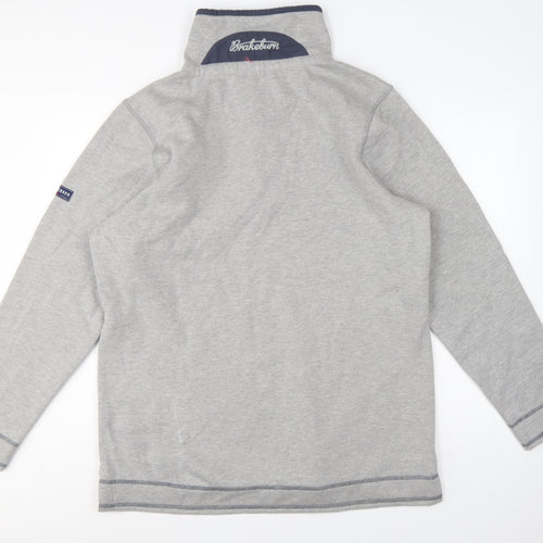Brakeburn Men’s Grey XL Button Neck Fleece Sweatshirt Embroidered Logo