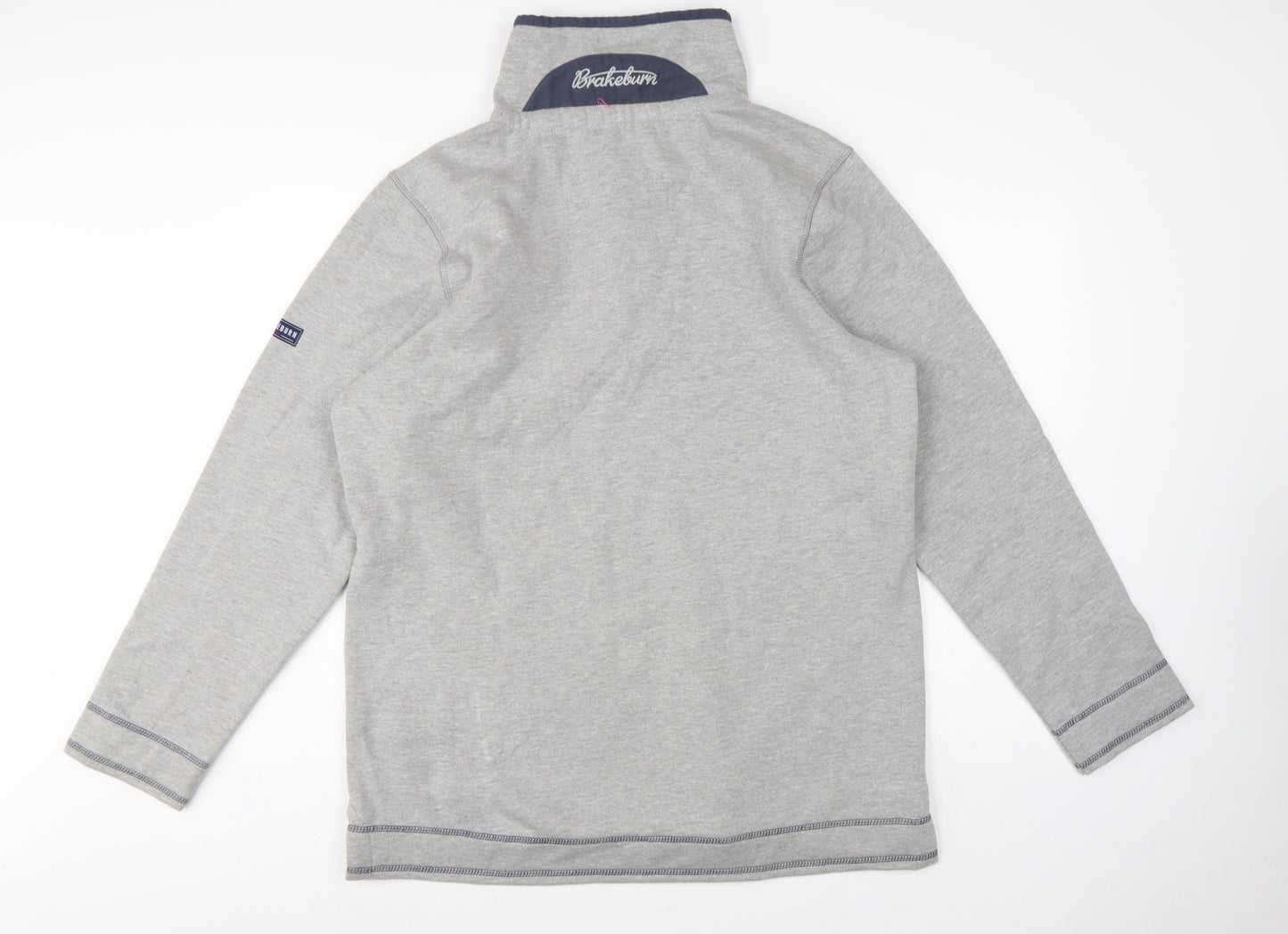 Brakeburn Men’s Grey XL Button Neck Fleece Sweatshirt Embroidered Logo