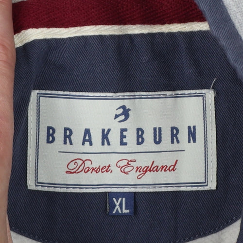 Brakeburn Men’s Grey XL Button Neck Fleece Sweatshirt Embroidered Logo
