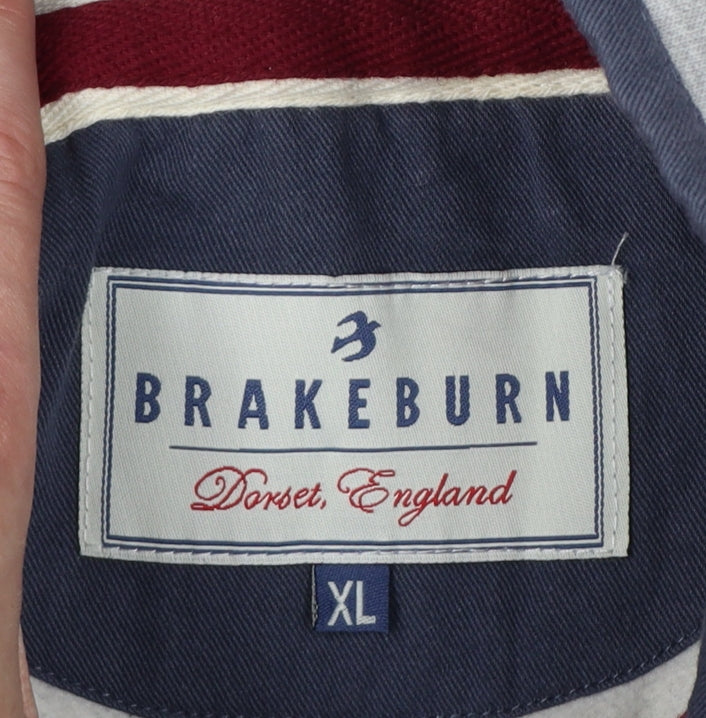 Brakeburn Men’s Grey XL Button Neck Fleece Sweatshirt Embroidered Logo