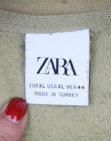 Zara Women’s Beige UK 16 XL Pullover Hoodie Drawstring Pocket