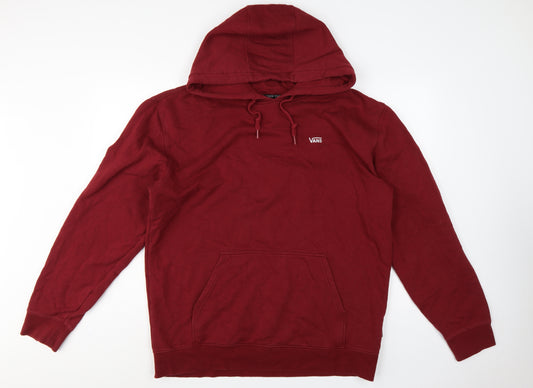 Vans Men’s Red XL Pullover Hoodie Logo Fleece Kangaroo Pocket