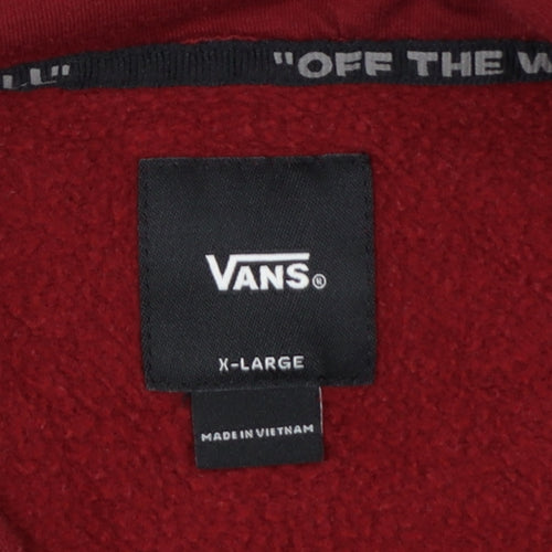 Vans Men’s Red XL Pullover Hoodie Logo Fleece Kangaroo Pocket