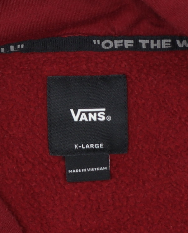 Vans Men’s Red XL Pullover Hoodie Logo Fleece Kangaroo Pocket
