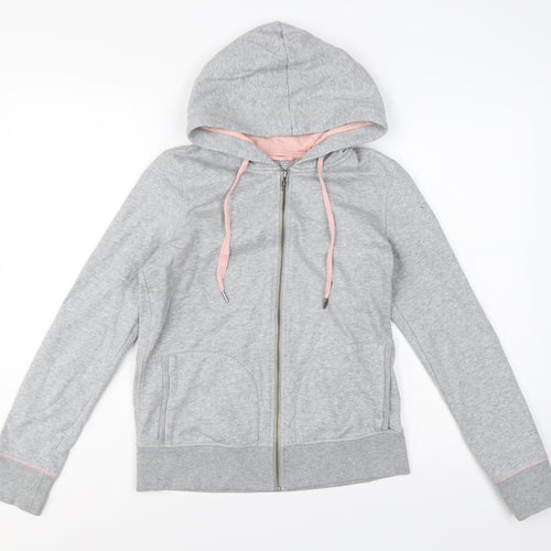 Boden Women’s Grey Pink Full Zip Hooded Hoodie UK 6 Cotton Blend
