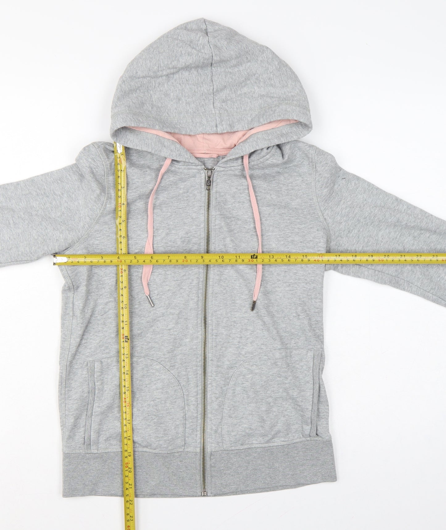 Boden Women’s Grey Pink Full Zip Hooded Hoodie UK 6 Cotton Blend
