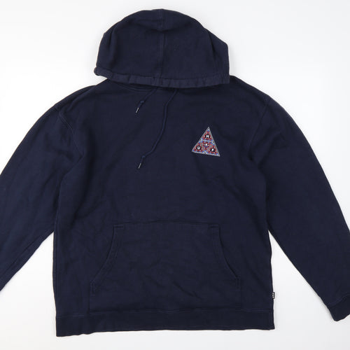 HUF Men’s Blue L Pullover Hoodie Graphic Logo Fleece