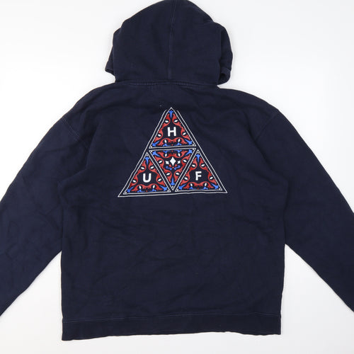 HUF Men’s Blue L Pullover Hoodie Graphic Logo Fleece