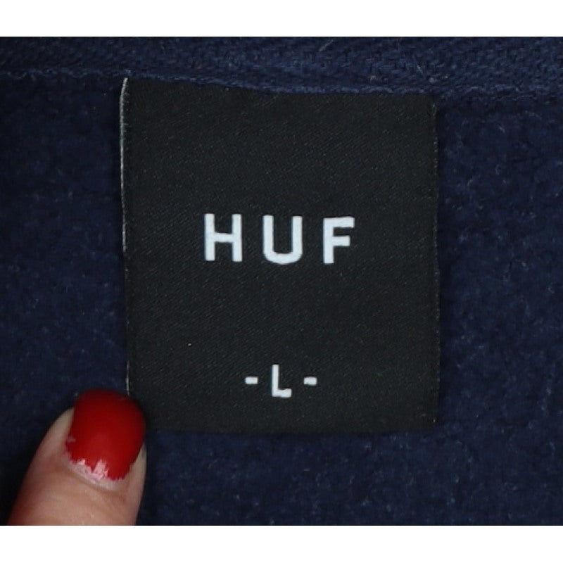 HUF Men’s Blue L Pullover Hoodie Graphic Logo Fleece