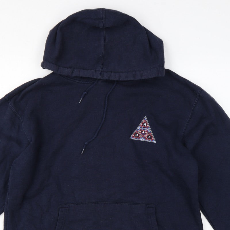 HUF Men’s Blue L Pullover Hoodie Graphic Logo Fleece