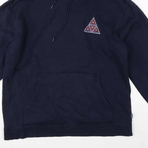 HUF Men’s Blue L Pullover Hoodie Graphic Logo Fleece