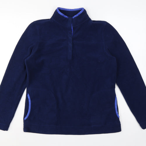 Lands' End Women Blue M Fleece 1/4 Zip High Neck Pullover Sweatshirt