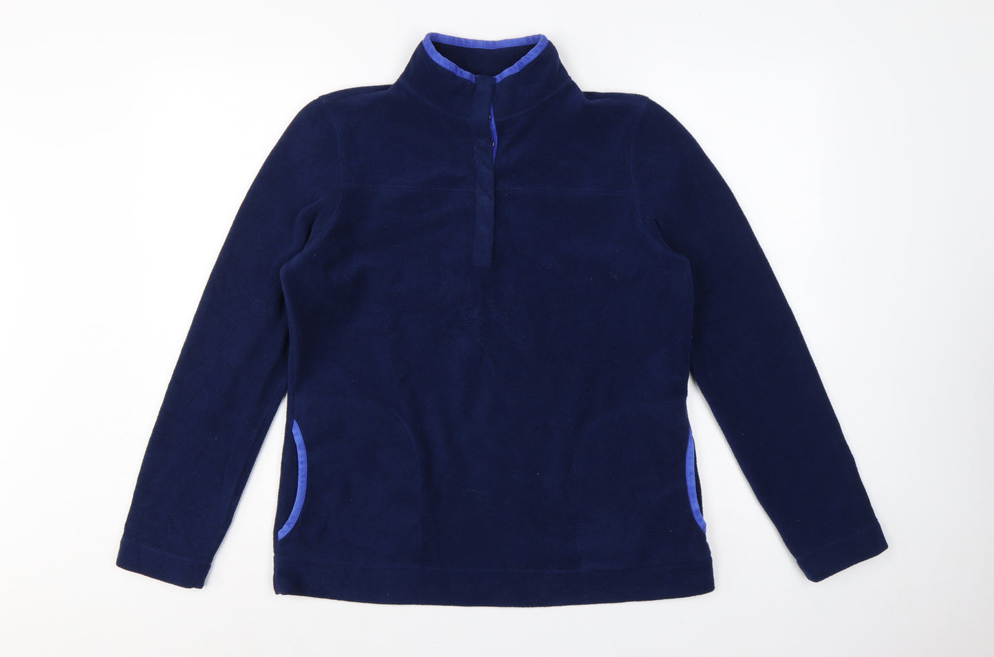 Lands' End Women Blue M Fleece 1/4 Zip High Neck Pullover Sweatshirt