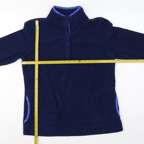Lands' End Women Blue M Fleece 1/4 Zip High Neck Pullover Sweatshirt